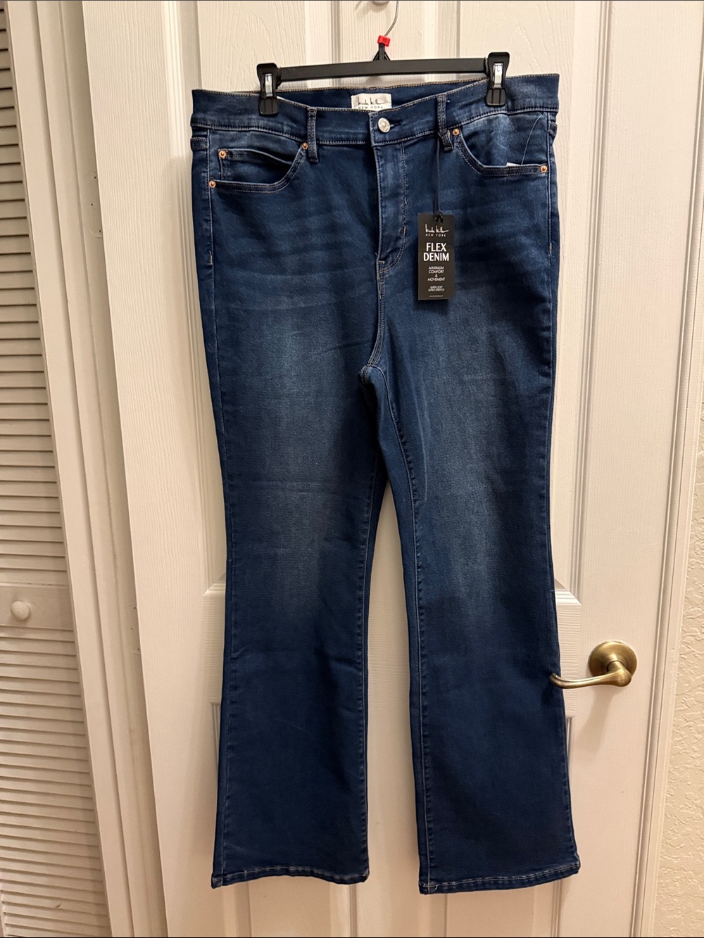 Nicole Miller Dark Blue Flare Wide-Leg Jeans